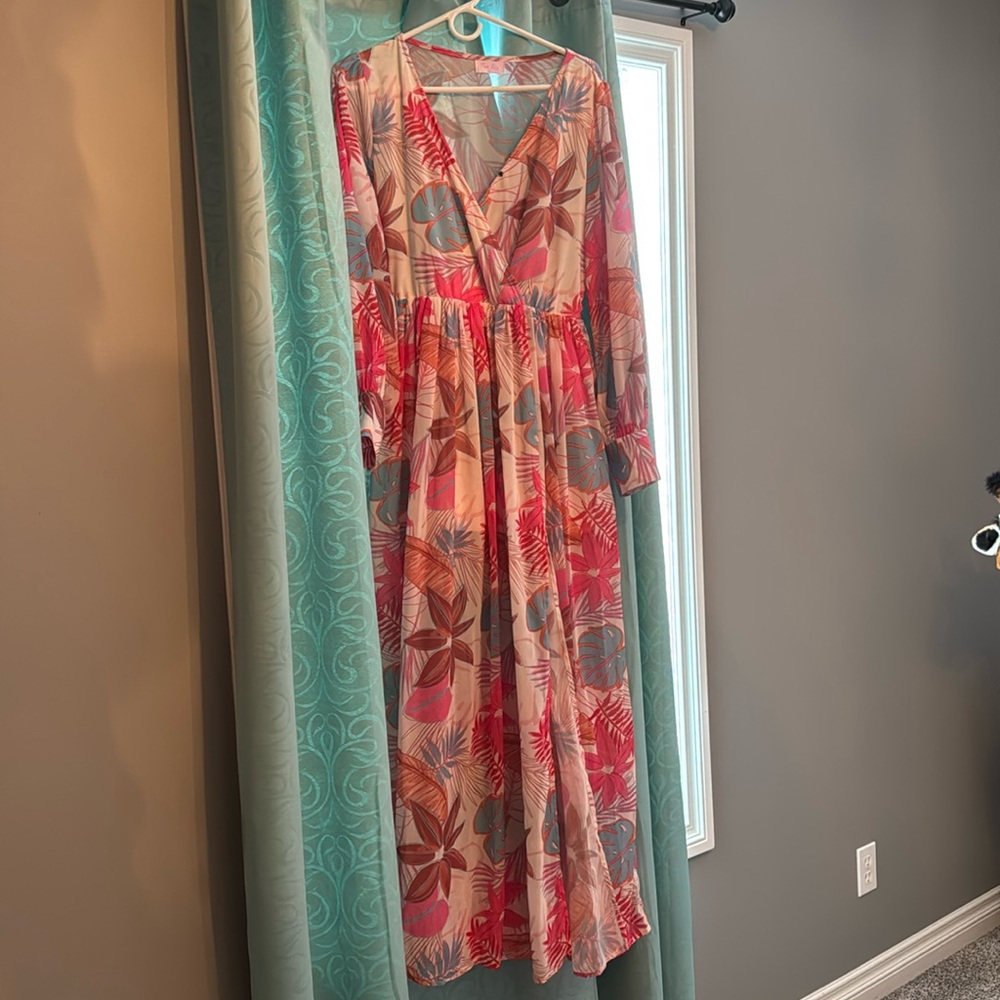 Multicolored tropical print dress